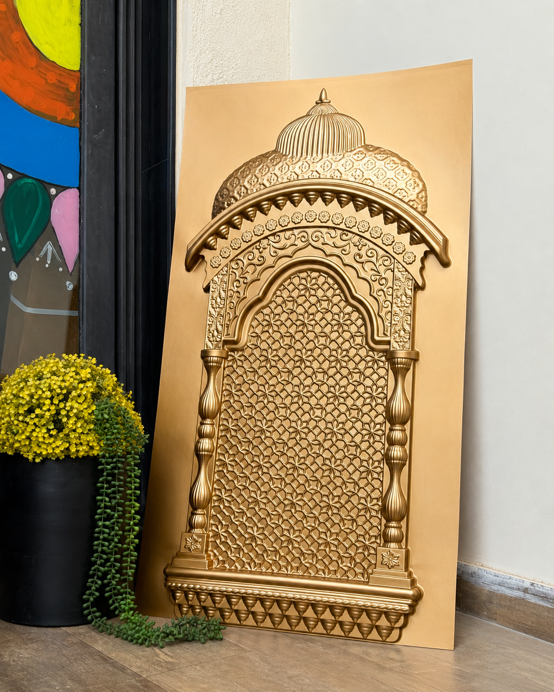 Premium Royal Gold Arch Ganpati Backdrop Panel 2x4